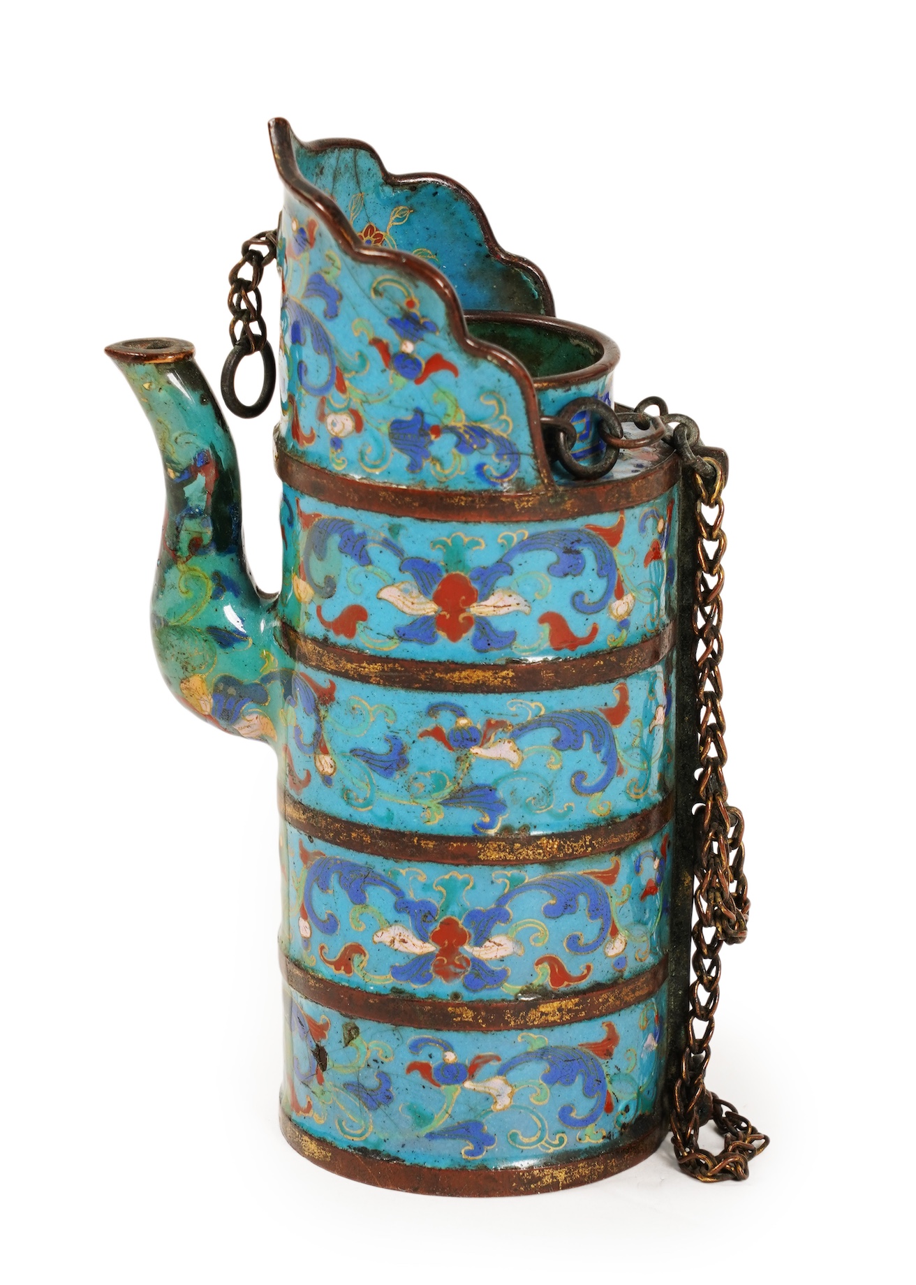 A Chinese Guangzhou enamel Tibetan style miniature ewer, 18th/19th century